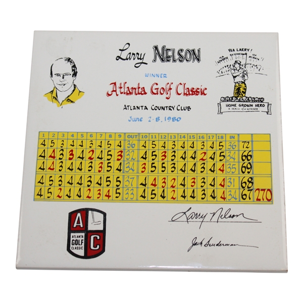 1980 Atlanta Golf Classic at Atlanta Country Club Trivet - Larry Nelson Scorecard Home Grown Hero