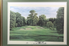 1992 Linda Hartough Ltd Ed 914/1250 10th Hole Winged Foot GC Print Gifted to Jim Frick - Framed