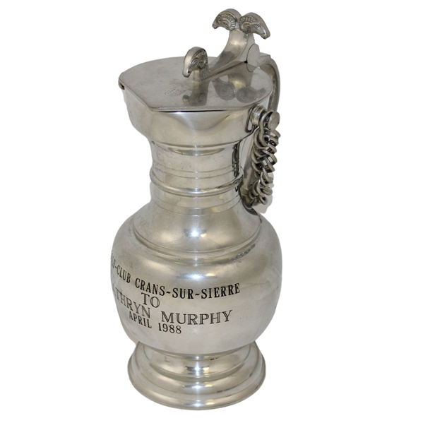 Golf-Club Crans-Sur-Sierre Pitcher Trophy to Augusta National GCs Kathryn Murphy - April 1988