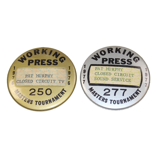 1976 & 1977 Masters Tournament Working Press Badges #250 & #277