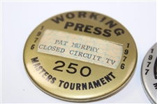 1976 & 1977 Masters Tournament Working Press Badges #250 & #277