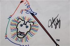 John Daly Signed 'John Daly' Lion Logo White Flag JSA ALOA