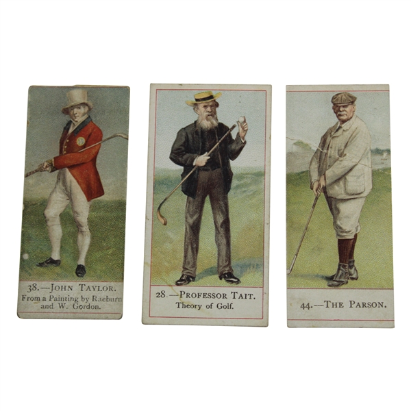 Three (3) 1900 Copes Golfers Tobacco Cards - JH Taylor/Professor Tait/The Parson