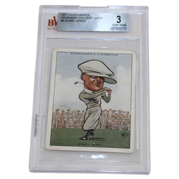 1931 Churchmans Prominent Golfers Bobby Jones #5 Card Beckett Graded 3 #0015522172