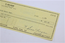 Ben Hogan Signed Bank One Check to Forth Worth Water Department JSA ALOA