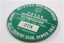 1960 US Open at Cherry Hills Clubhouse Press Badge #278 – Palmer Win
