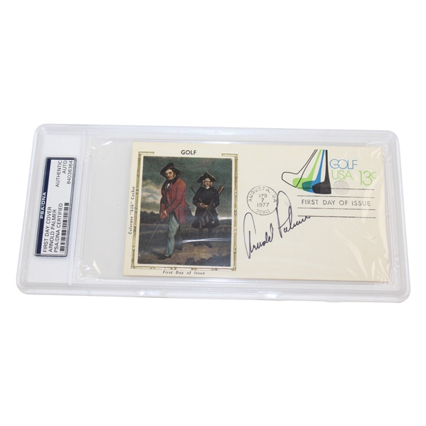 Arnold Palmer Signed 1977 Golf First Day Cover w/ Augusta Stamp PSA #84036364