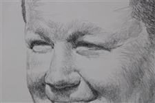 Byron Nelson Original Portrait Pencil Sketch Signed by Artist Robert Fletcher - Framed 