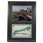 The Old Course St Andrews James P Izatt Map with Photo Display - Framed