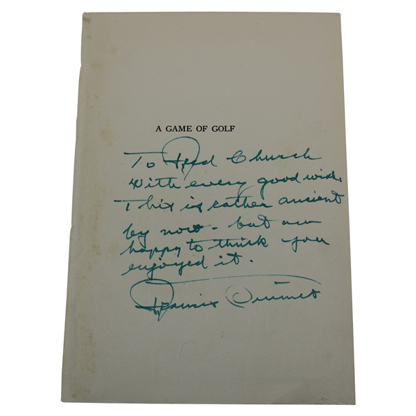 Francis Ouimet Signed A Game of Golf Title Page with Inscription JSA #YY10666