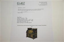 Ornate Old-Time Golf Themed Gold Trimmed Trinket / Jewelry Presentation Box