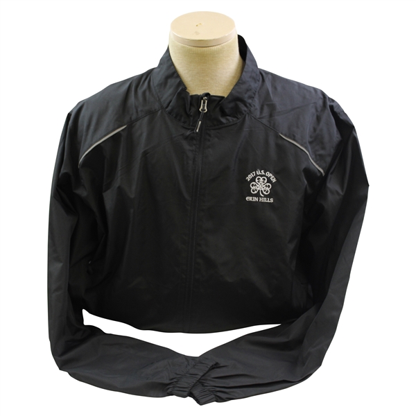 2017 US Open at Erin Hills Long Sleeve Full Zip Black Wind Jacket - Worn - Size XL