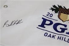 Brooks Koepka Signed 2023 PGA at Oak Hill White Embroidered Flag JSA ALOA
