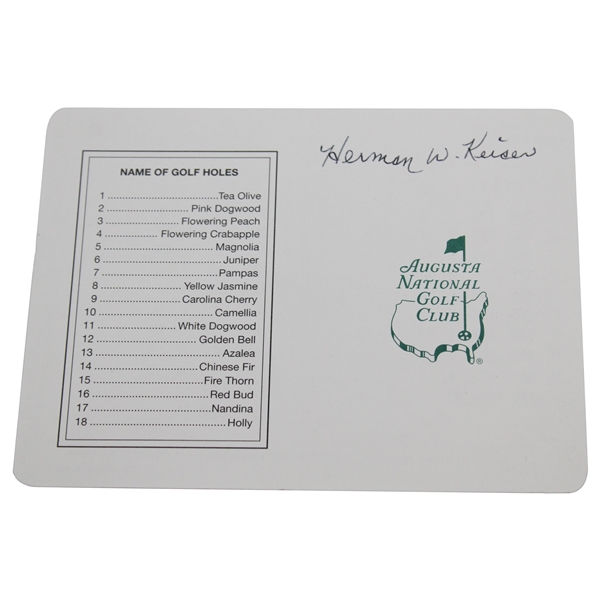 Herman Keiser Signed Augusta National Golf Club Scorecard JSA ALOA
