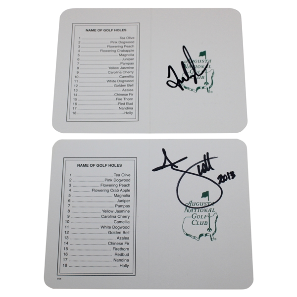 Fred Couples & Adam Scott Signed Augusta National Golf Club Scorecards JSA ALOA
