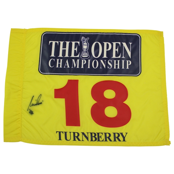 Nick Price Signed The OPEN at Turnberry Yellow Screen Flag with 94 JSA ALOA