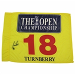 Nick Price Signed The OPEN at Turnberry Yellow Screen Flag with 94 JSA ALOA