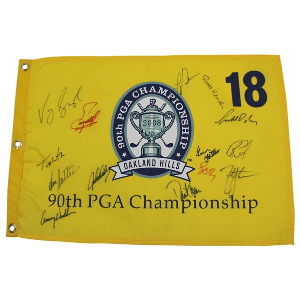Fourteen (14) Major Champs Signed 2008 PGA Championship Screen Flag JSA ALOA