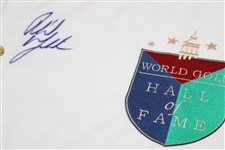 Phil Mickelson Signed World Golf Hall of Fame White Embroidered Flag JSA ALOA