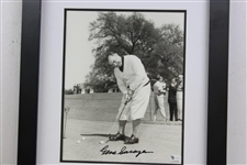 Gene Sarazen Signed B&W Putting Photo - Framed JSA ALOA
