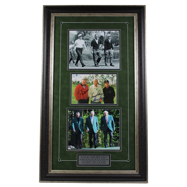 Big 3 Palmer, Nicklaus & Player Signed Photo Display JSA ALOA