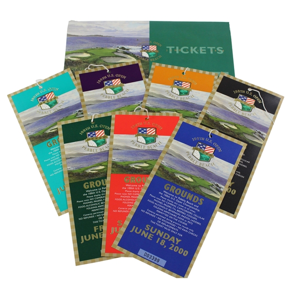 2000 US Open at Pebble Beach Mon-Sun Ticket Set with Envelope