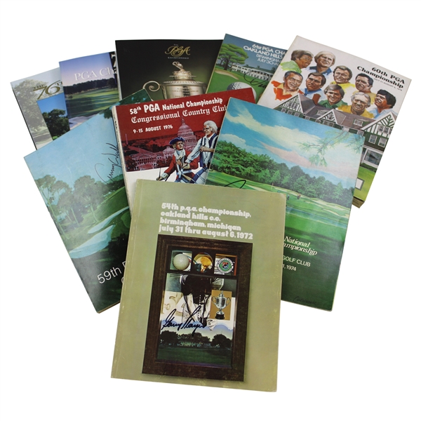 Nine (9) PGA Champs Signed 1972-1996 PGA Championship Programs JSA ALOA