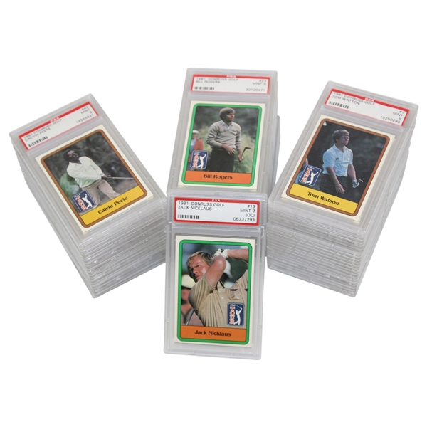 Complete Set of PSA Graded MT 9 Slabbed 1981 Donruss Golf Cards - 60 in Total