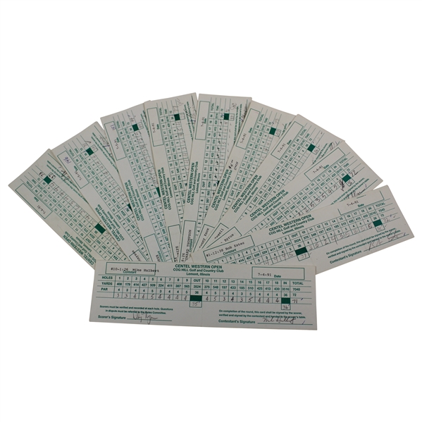 Ten (10) 1991 Centel Western Open at Cog Hill Tournament Used Scorecards