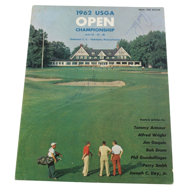 Champion Jack Nicklaus & RU Arnold Palmer Period Signed 1962 US Open Program JSA ALOA