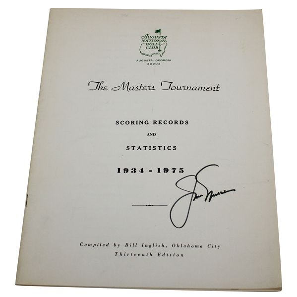 Jack Nicklaus Signed 1975 Masters Scoring Records & Statistics Booklet JSA ALOA