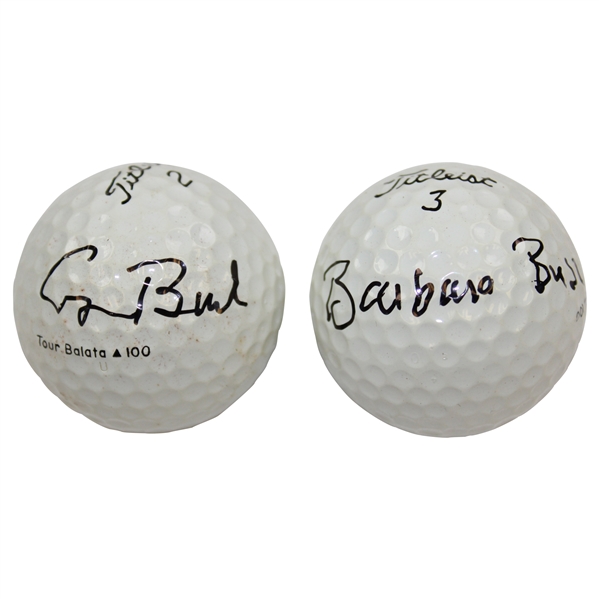 President George Bush & First Lady Barbara Bush Signed Golf Balls JSA ALOA