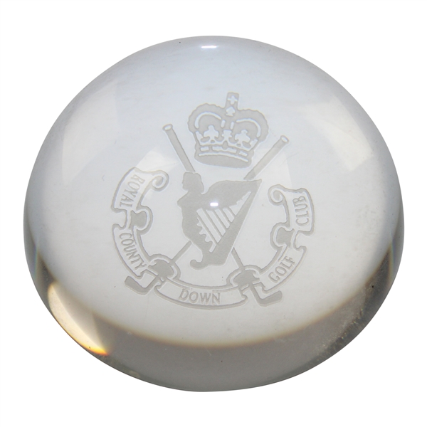 Royal County Down Golf Club Logo Glass Paperweight
