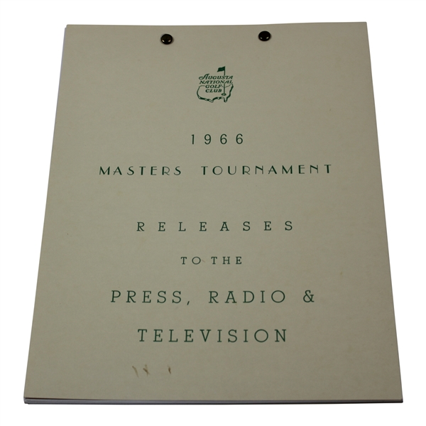 1966 Masters Tournament Press Release Booklet