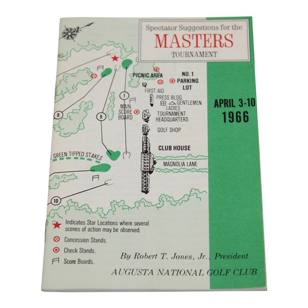 1966 Masters Tournament Spectator Guide - Jack Nicklaus Winner