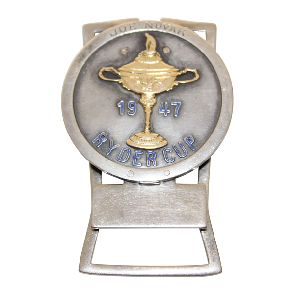 Past PGA President Joe Novaks 1947 Ryder Cup Badge/Clip