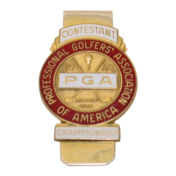 1963 PGA Championship at Dallas Athletic Club Contestant Badge - Jack Nicklaus Winner