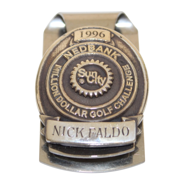Nick Faldos 1996 Sun City Nedbank Million Dollar Golf Challenge Badge/Clip