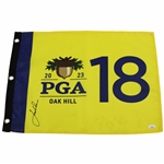 Jordan Spieth Signed 2023 PGA Championship at Oak Hill Yellow Screen Flag JSA #AJ28229