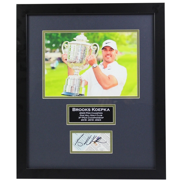 Brooks Koepka Signed Cut with Photo Display - Framed PSA/DNA #VV50262