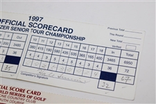 Aoki, Irwin, Appleby & Els Signed Official 1997 Sr. Tour & 1998 NEC World Series of Golf Scorecards