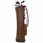 Vintage Golf Bag By Wilson Model-Indestrocto 5" x 9" Brown + 5 Woodshaft Clubs