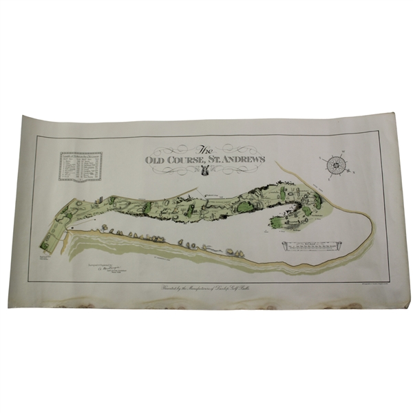 Original 1924 The Old Course St. Andrews Aerial Map Surveyed & Depicted by MacKenzie