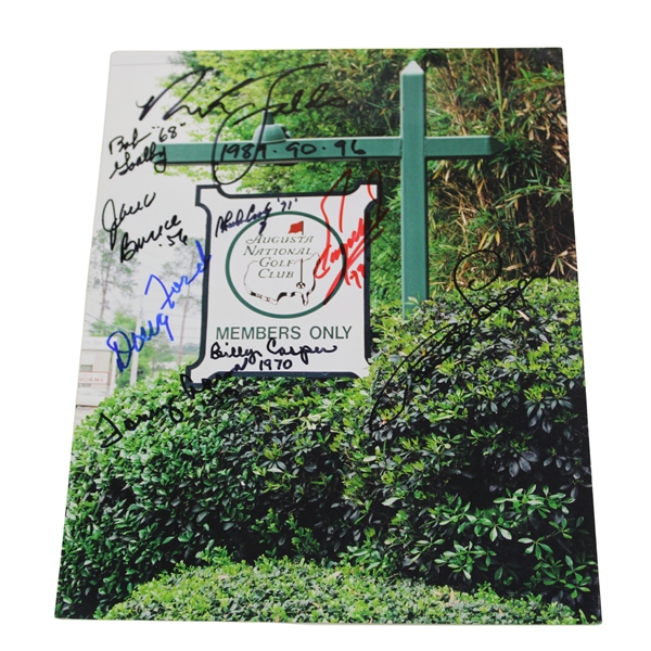 Nine (9) Masters Champions Signed ANGC Entrance Sign Photo JSA ALOA