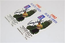 Two (2) Lanny Wadkins 1982 Buick Open at Warwick Hills Golf Club Tickets JSA ALOA