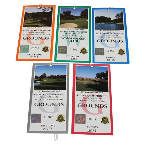 2001 PGA Championship at Atlanta Athletic Club Wednesday-Sunday Tickets