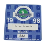 1998 BellSouth Classic 30th Anniversary Media Badge #583 - Karen Schaefer - Tiger Win
