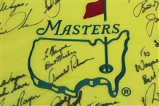 Palmer, Tiger, Seve & other Signed & Personalized Masters Undated Flag JSA ALOA