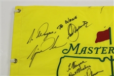 Palmer, Tiger, Seve & other Signed & Personalized Masters Undated Flag JSA ALOA