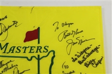 Palmer, Tiger, Seve & other Signed & Personalized Masters Undated Flag JSA ALOA